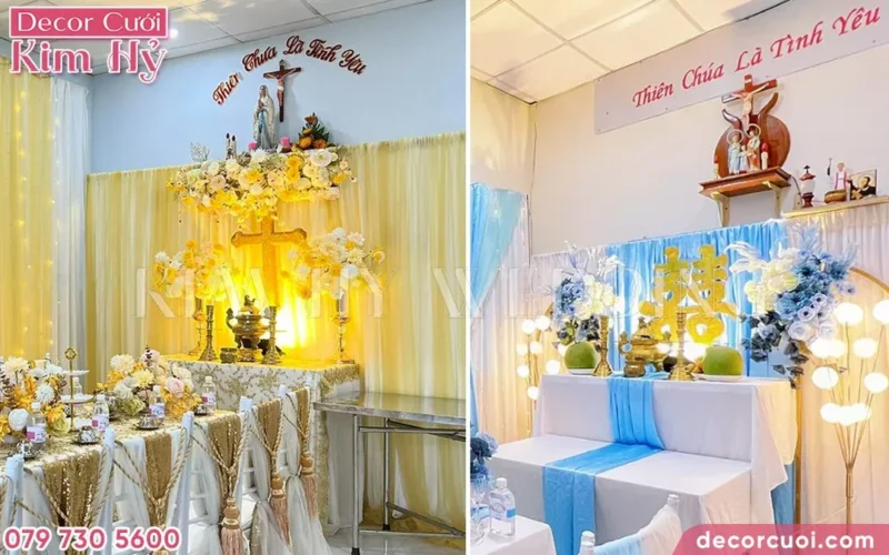 bàn thờ gia tiên công giáo trong nhà nhỏ không che bàn thờ Chúa