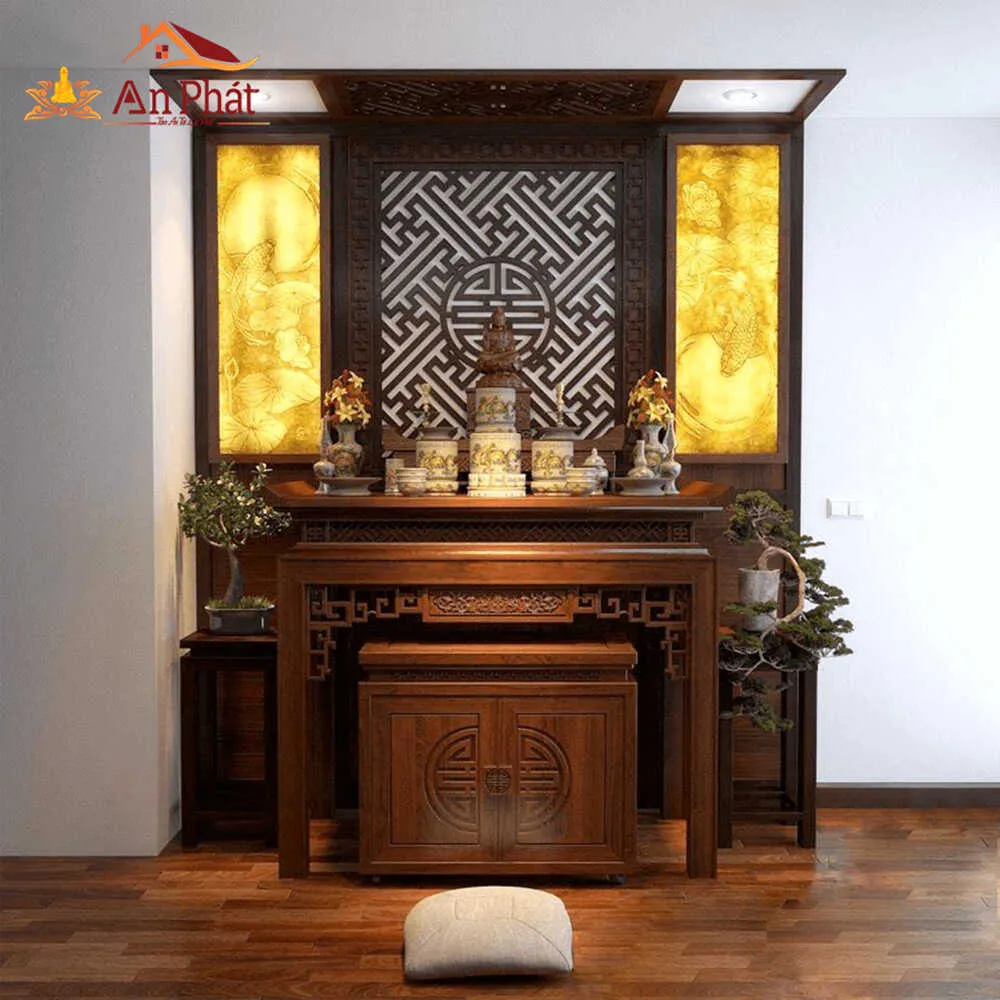 Bàn thờ gia tiên gỗ đẹp An Phát BTD2050 làm từ gỗ Hương