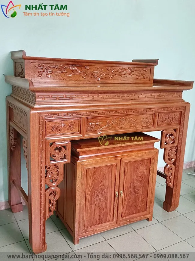 Tổng quan mẫu bàn thờ gỗ hương nam phi chất liệu cao cấp