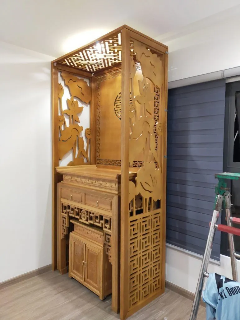 Tủ thờ chung cư gỗ mít vô cùng hiện đại mã BTĐ75