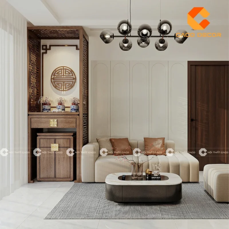 Bàn thờ nhà chung cư nhỏ kết hợp vách trang trí bàn thờ nhà chung cư nhỏ có vách trang trí gỗ