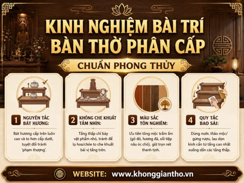Bàn thờ nhị cấp và tam cấp phân tầng trang nghiêm