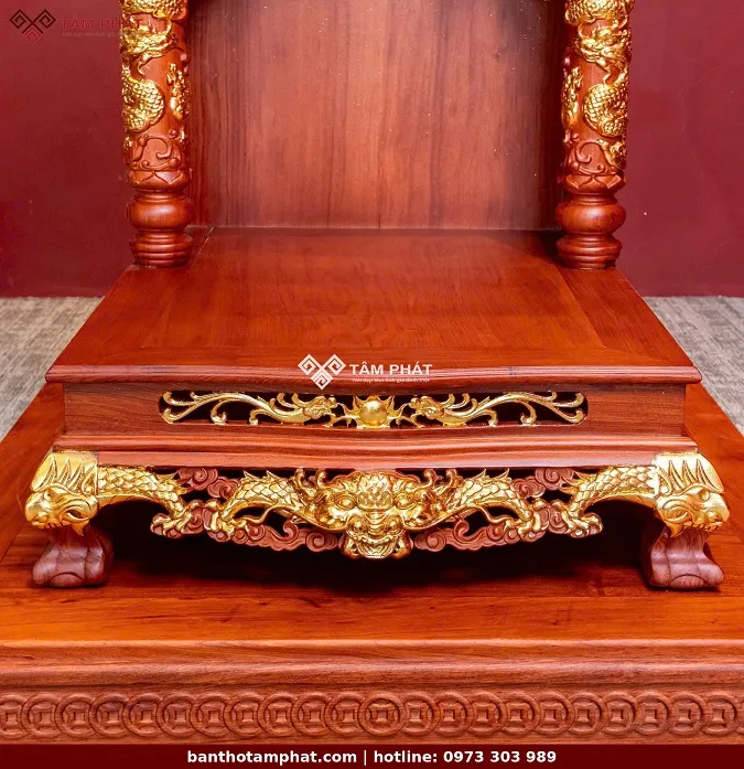 Bàn thờ Ông Địa cao cấp mái chùa thiếp vàng sắc nét