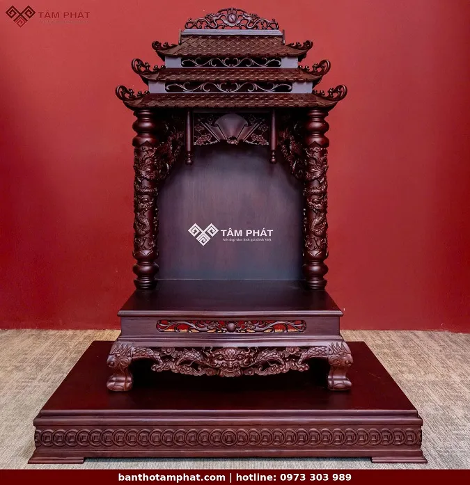 Bàn thờ Ông Địa cao cấp mai chùa BTT-3021 - Mầu nâu