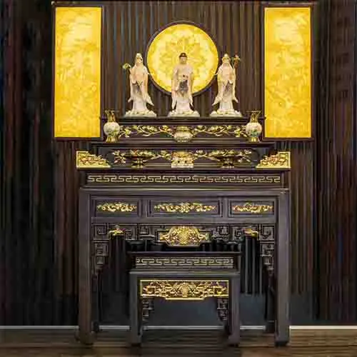Bàn thờ tam cấp gỗ Gụ cao cấp dát vàng BTD2216