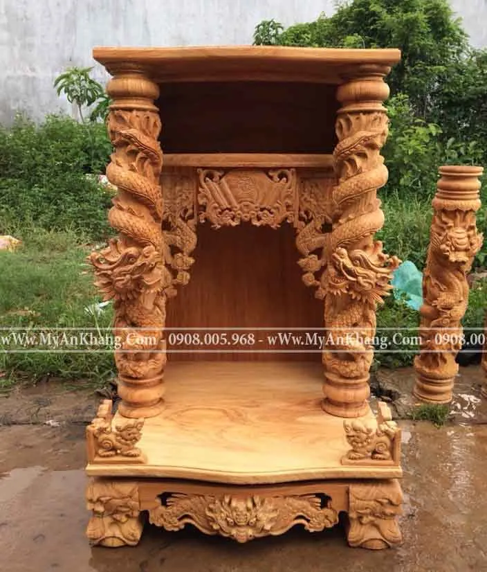 Trang thờ ông địa thần tài hộp đèn rồng cuộn sang trọng