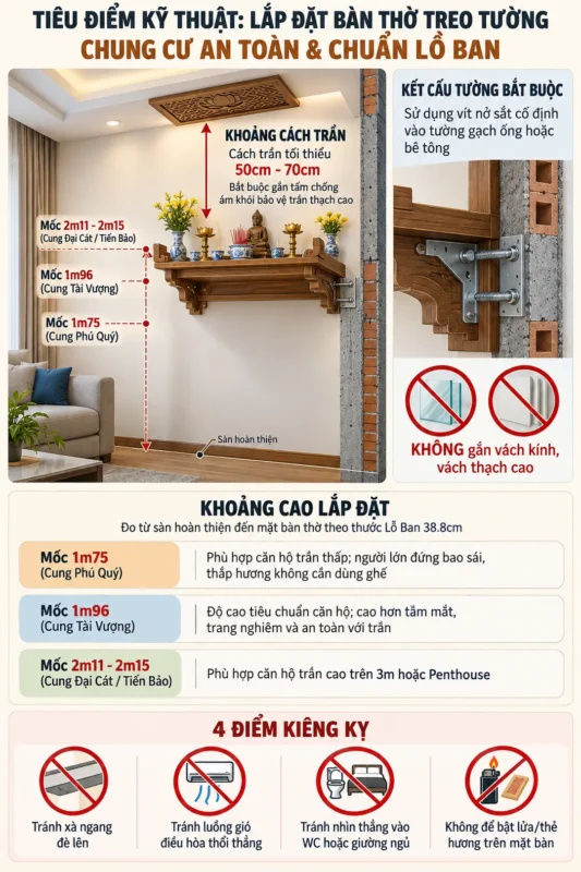 bàn thờ treo tường chung cư