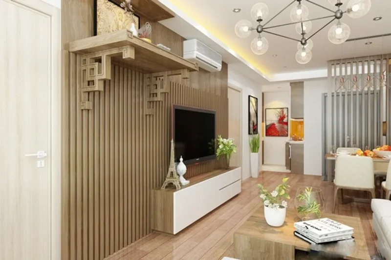 Bàn thờ treo tường chung cư với vách ngăn bàn thờ treo tường chung cư với vách ngăn gọn trong phòng khách