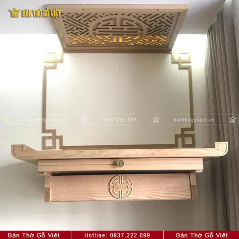 Bàn thờ treo tường loại to gỗ sồi kích thước 89x48 bàn thờ treo tường loại to gỗ sồi 89x48