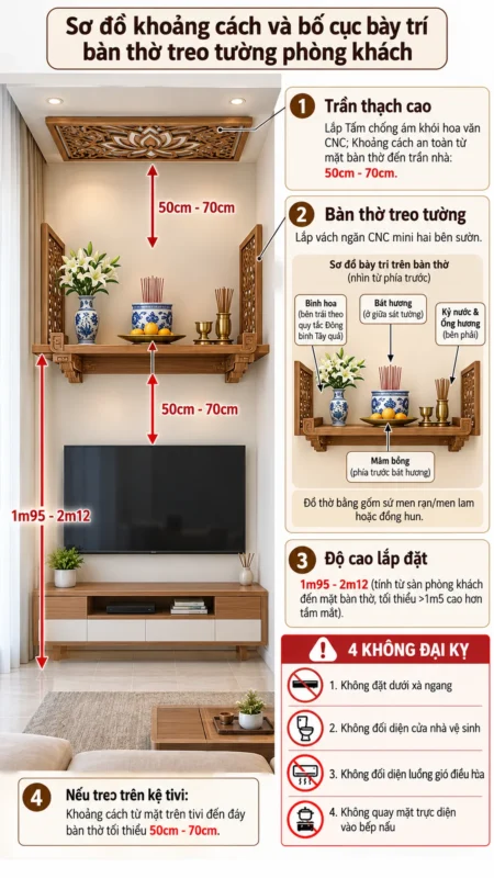bàn thờ treo tường phòng khách
