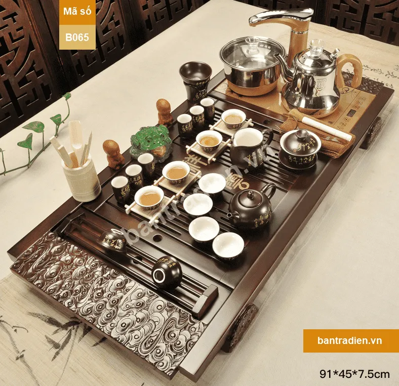 Bàn trà điện thông minh bằng gỗ B065