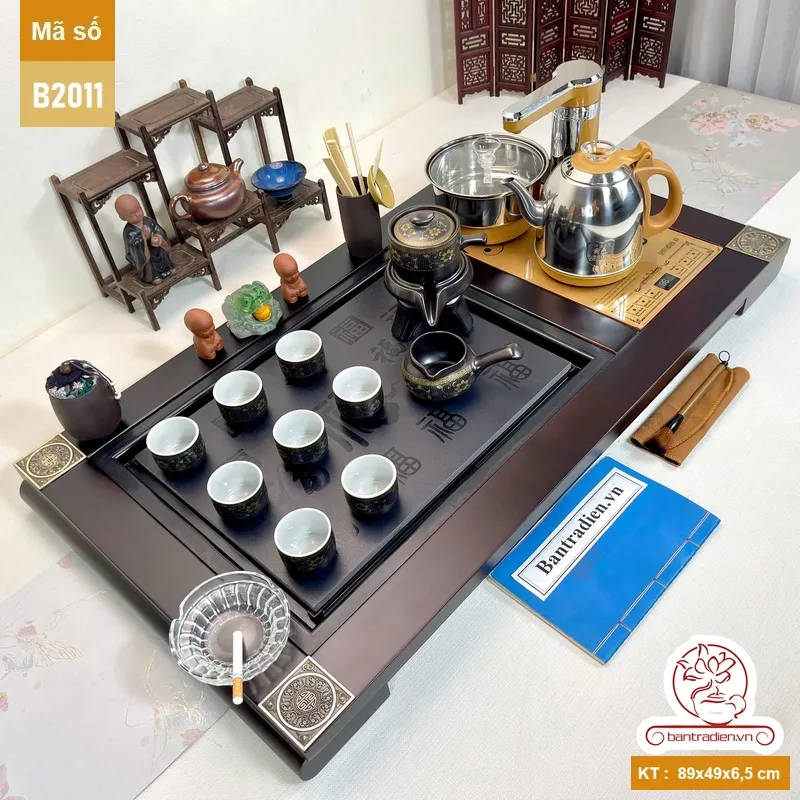 bộ bàn trà điện thông minh đa năng gỗ mặt đá thiết kế đẹp B2011