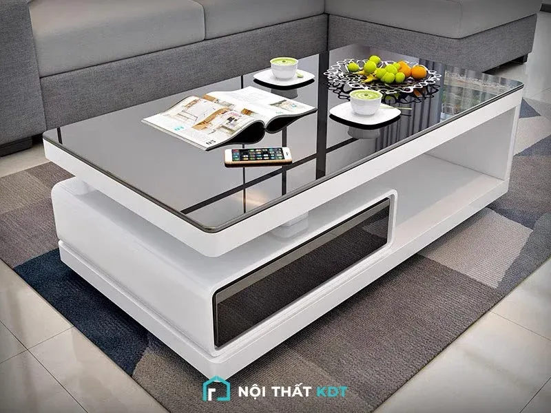 Bàn trà gỗ công nghiệp trắng đen