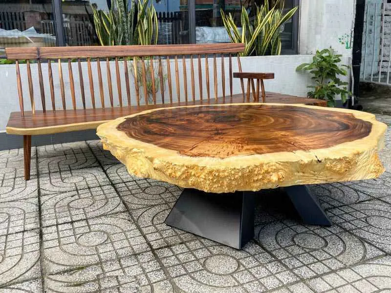 Bàn trà gỗ me tây nguyên khối