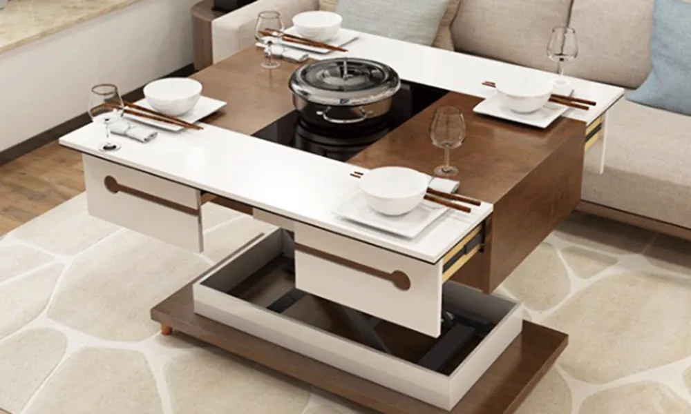 Bàn trà kết hợp bàn ăn và bếp từ