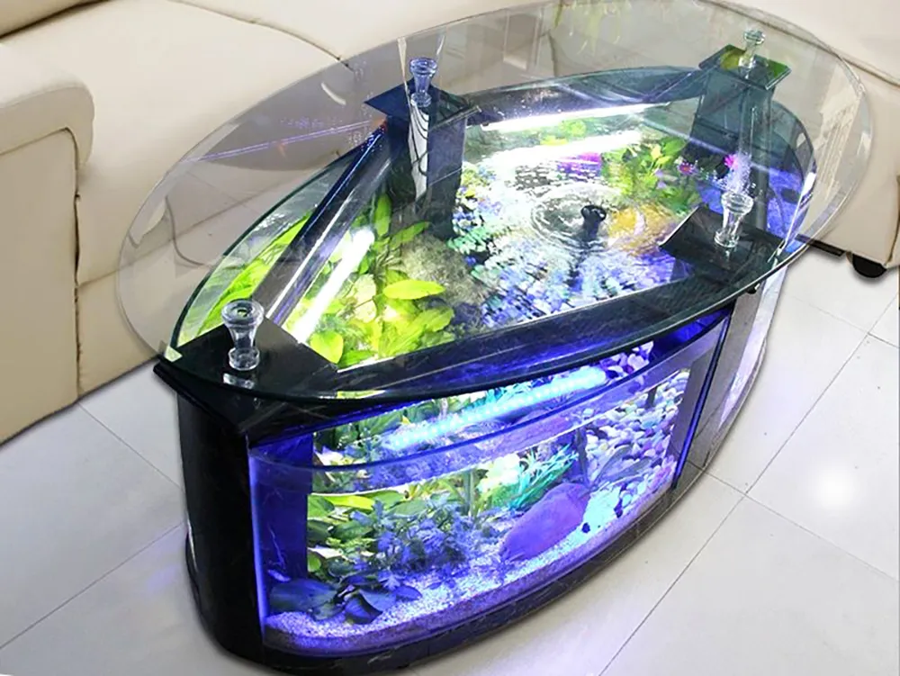 Bàn trà kết hợp bể cá