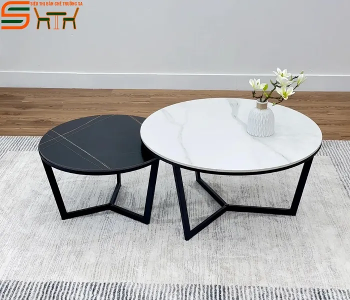 Bộ bàn trà đôi mặt kính