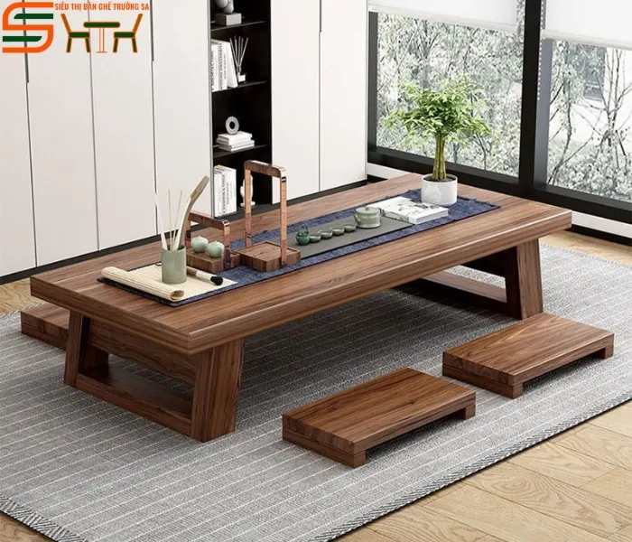 Bộ bàn trà gỗ óc chó