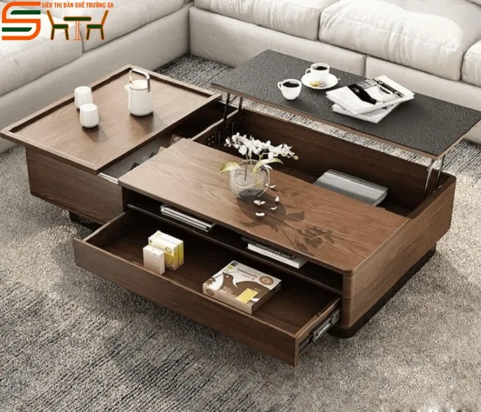 Bàn trà nâng hạ gỗ công nghiệp