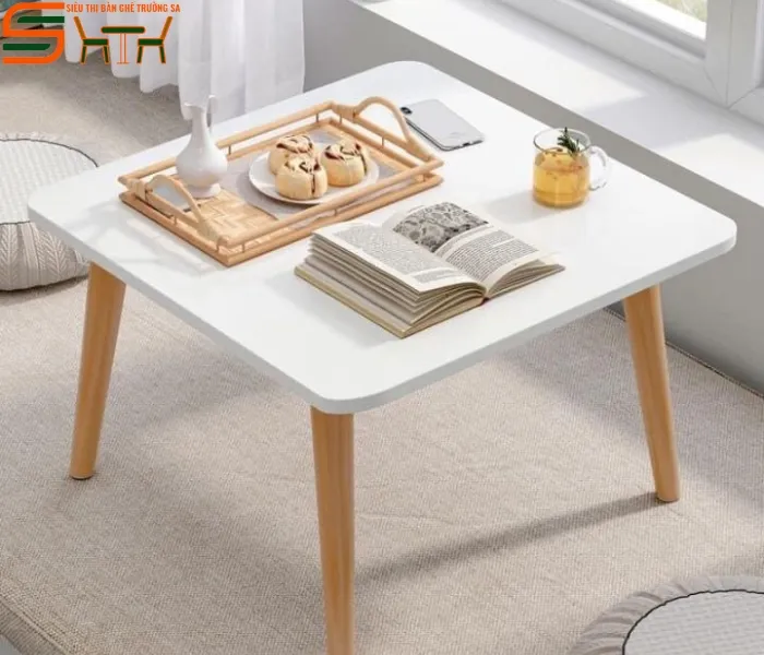 Bàn trà vuông gỗ sồi