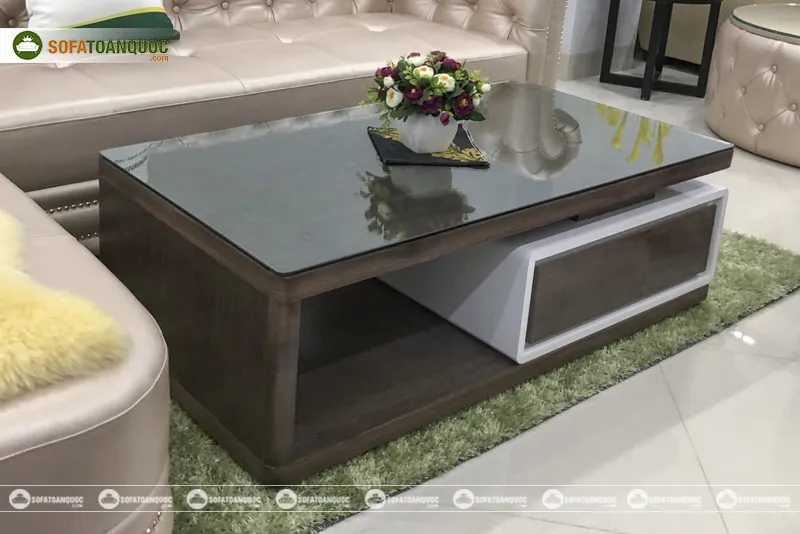 Bàn trà sofa gỗ óc chó hiện đại với thiết kế ngăn kéo tiện dụng