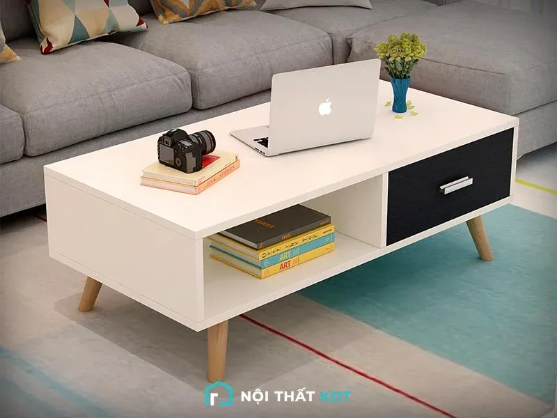 Bàn trà sofa trắng đen