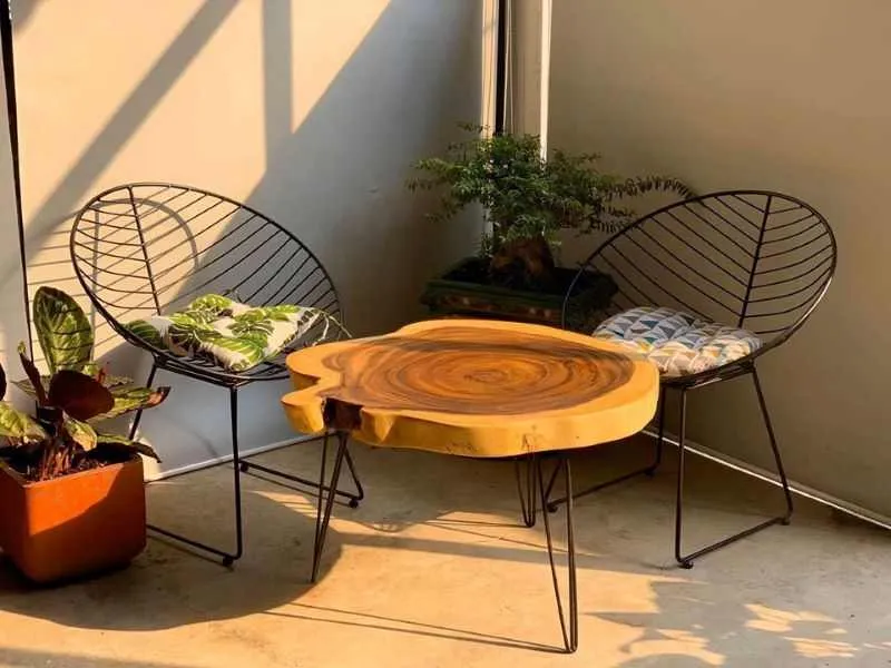 Bàn trà tròn gỗ dùng uống nước