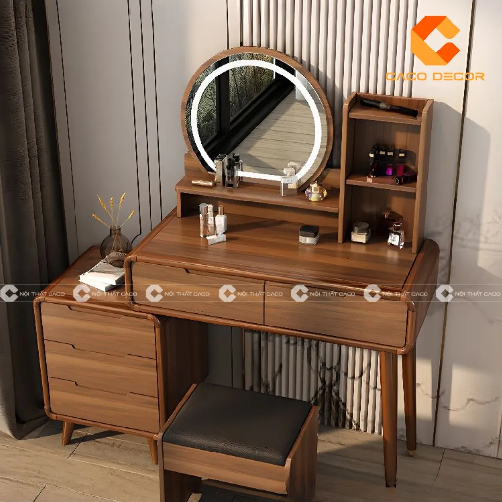 Mẫu bàn trang điểm gỗ óc chó chất lượng tốt