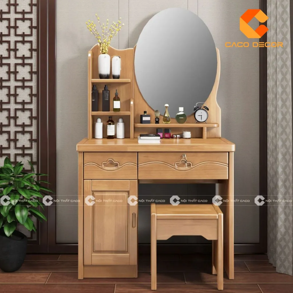 Bàn trang điểm gỗ sồi phong cách tân cổ điển