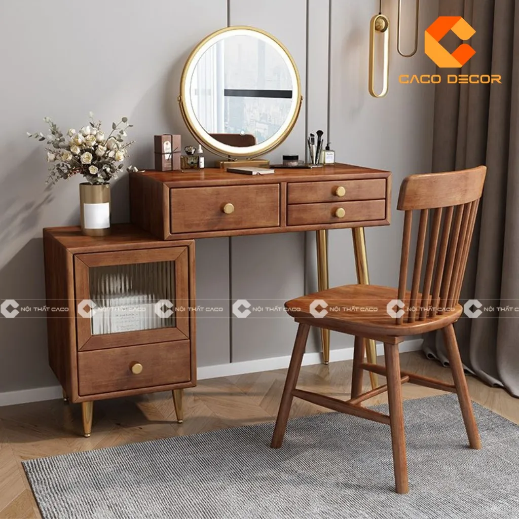 Mẫu bàn trang điểm gỗ sồi tại cửa hàng CaCo mã 04