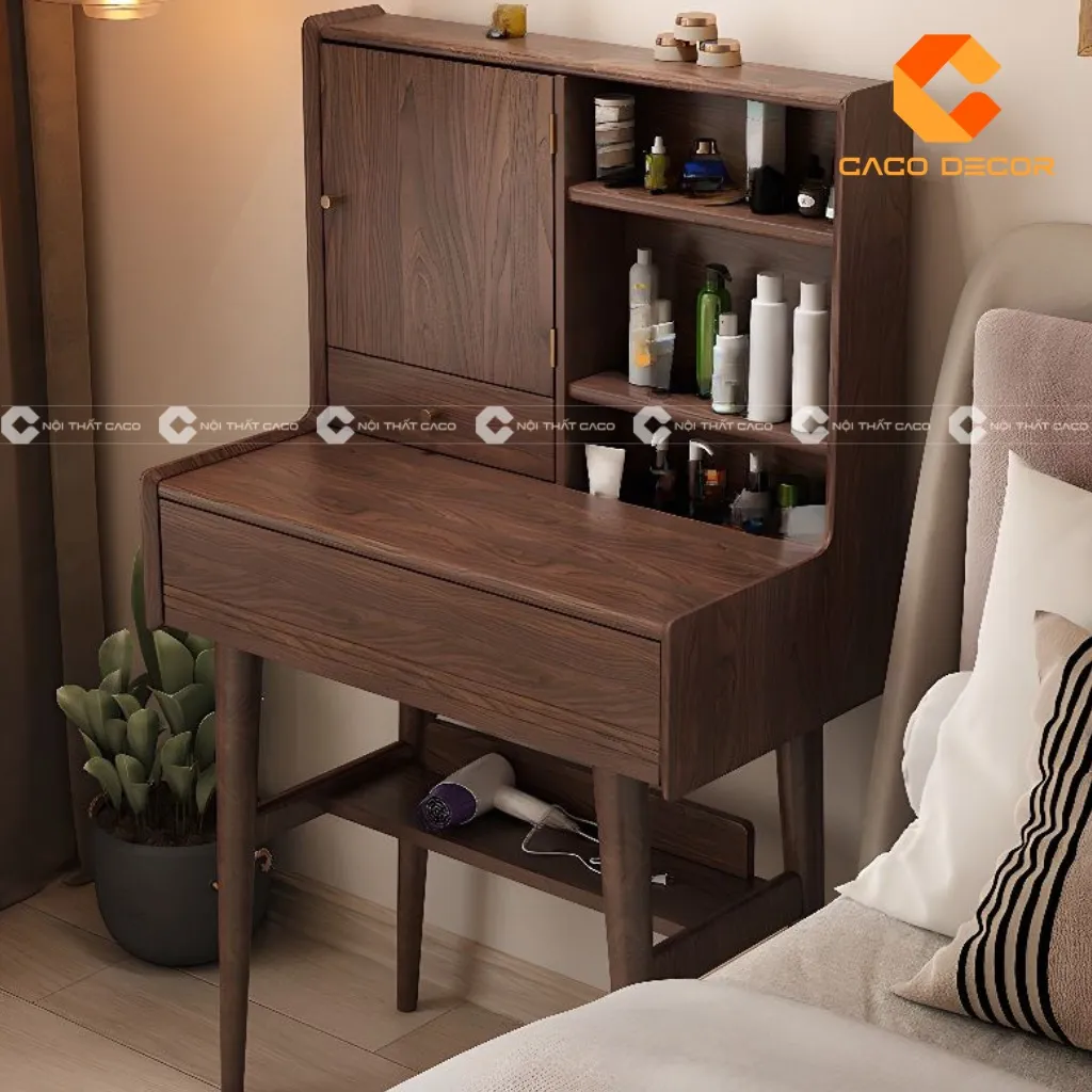Bàn trang điểm gỗ sồi đậm