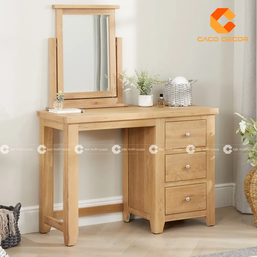 Bàn trang điểm gỗ sồi dễ dàng vệ sinh và bảo quản