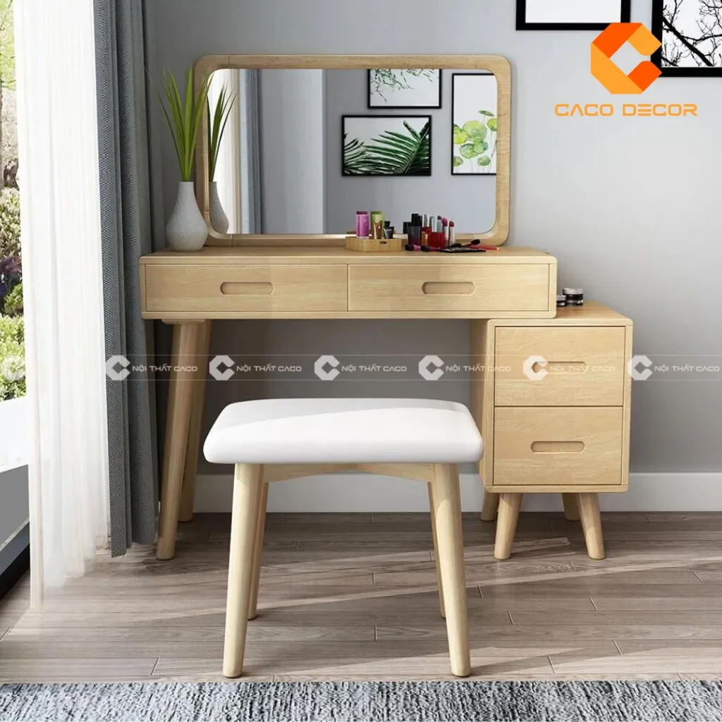 Bàn trang điểm gỗ sồi trắng