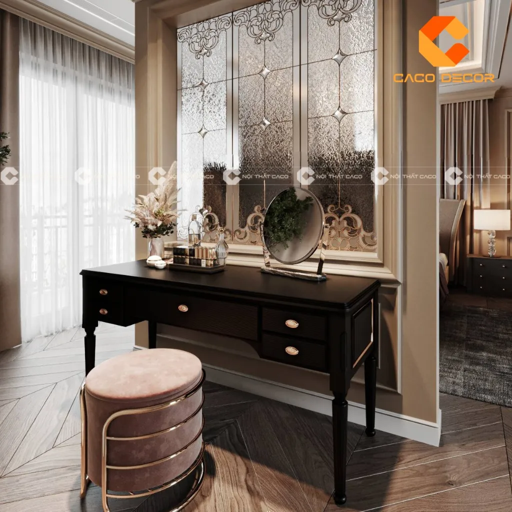 Bàn trang điểm gỗ sồi phong cách Indochine