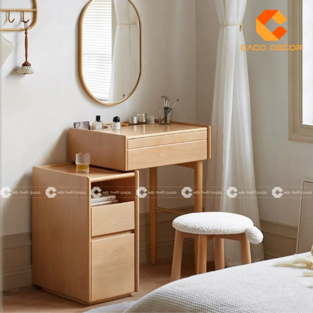 Mẫu bàn trang điểm gỗ sồi tại cửa hàng CaCo mã 03