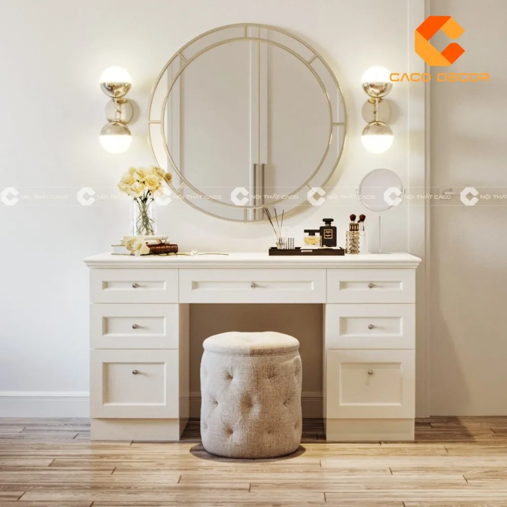 Mẫu bàn trang điểm gỗ sồi tại cửa hàng CaCo mã 08