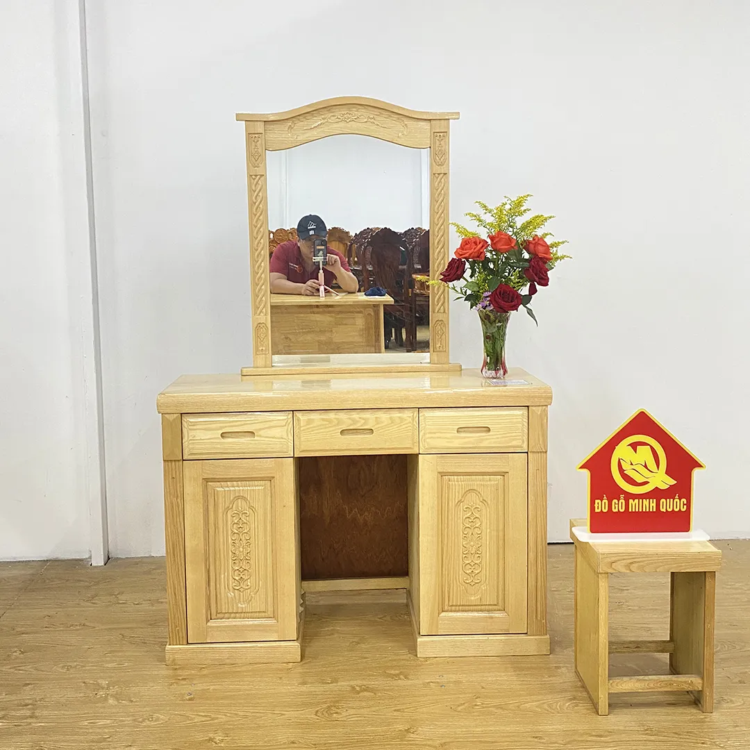 Bàn Trang Điểm Gỗ Sồi GV - SP5721, mẫu bàn trang điểm gỗ đẹp với nhiều hộc tủ chứa đồ