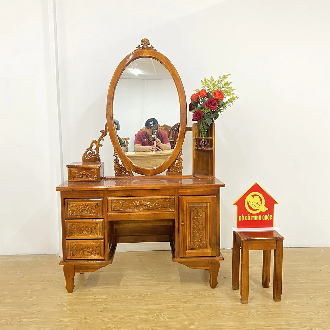 Bàn Trang Điểm Tràm 1,1M - SP103, mẫu bàn trang điểm gỗ đẹp kết hợp tủ tiện dụng