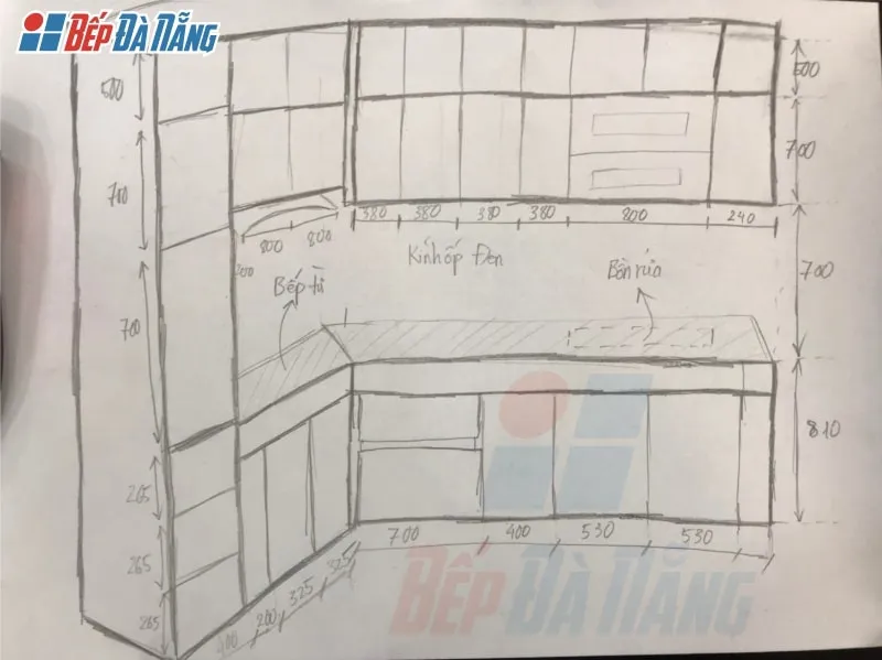 Bản vẽ 2D thiết kế tủ bếp theo yêu cầu khách hàng