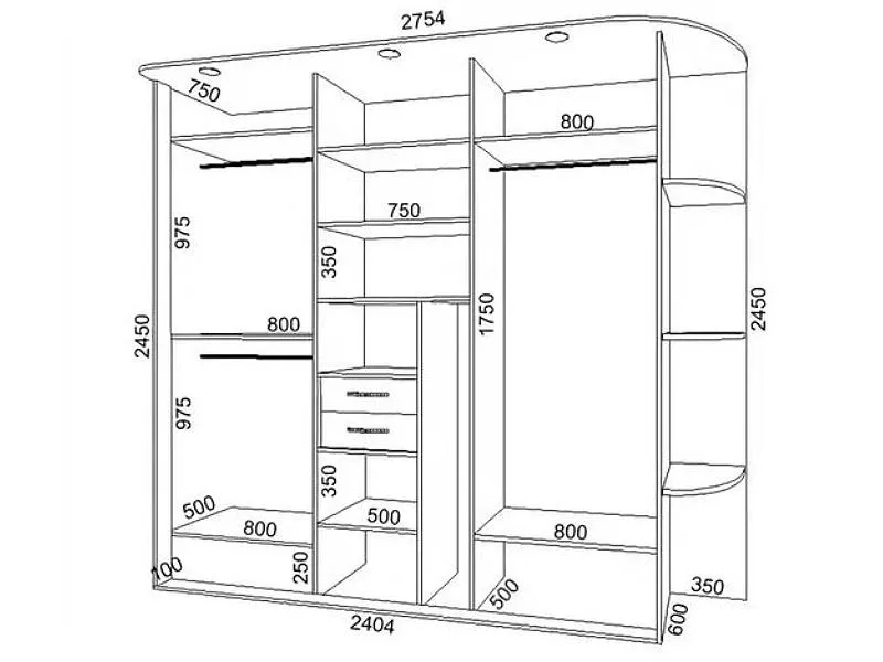 Mẫu bản vẽ tủ quần áo 3 cánh