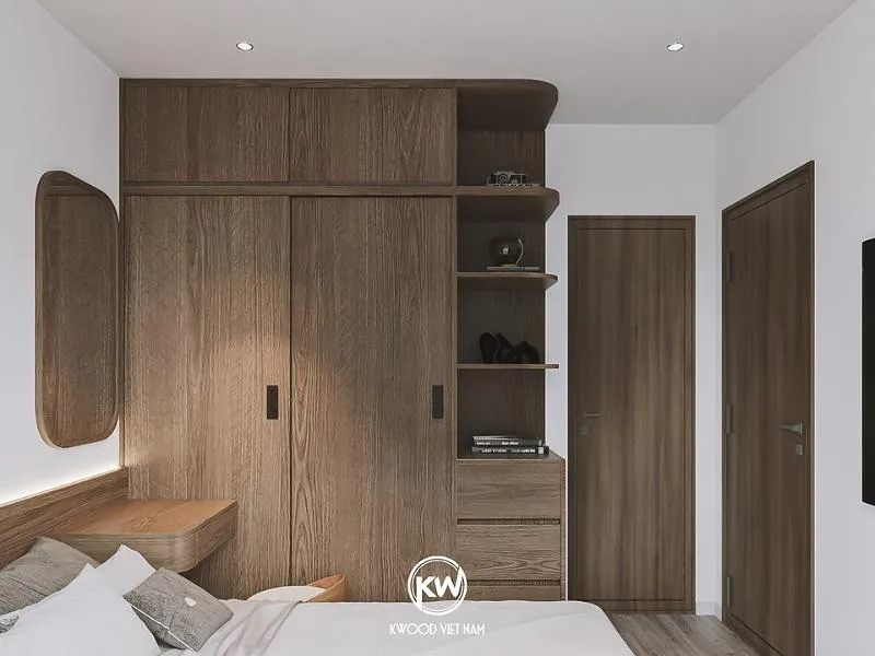 Tủ quần áo 2 cánh lùa có không gian lưu trữ phù hợp với cặp vợ chồng mới cưới