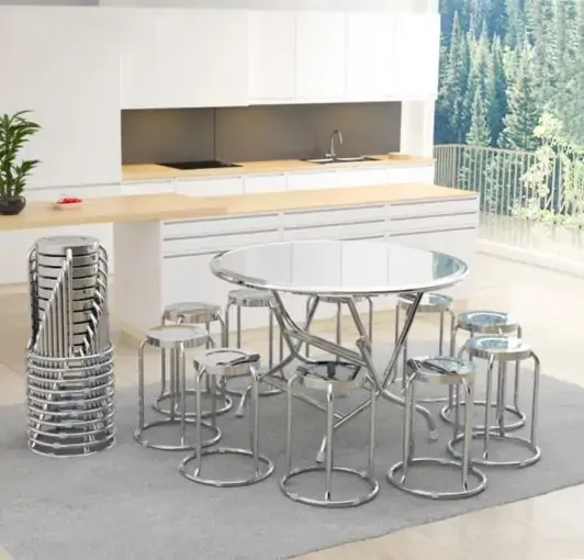 Bộ Bàn Ăn Inox Vuông