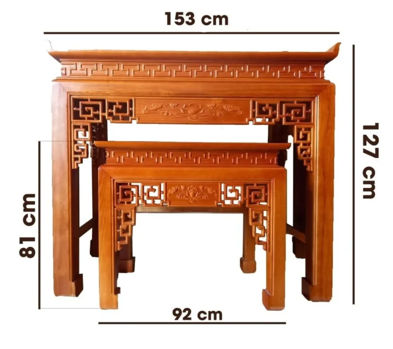 Bảng kích thước bàn thờ gia tiên chuẩn tham khảo Bảng mẫu kích thước bàn thờ gia tiên cho nhà phố và chung cư