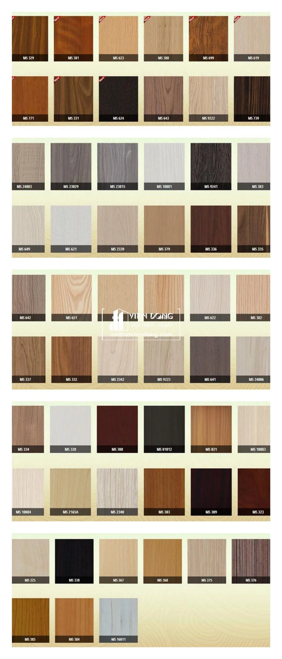 Bảng màu MDF vân gỗ