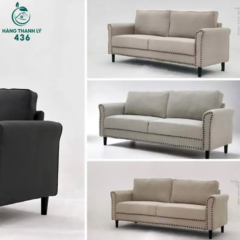 Ghế sofa băng dài thanh lý bọc vải bố màu xanh hiện đại