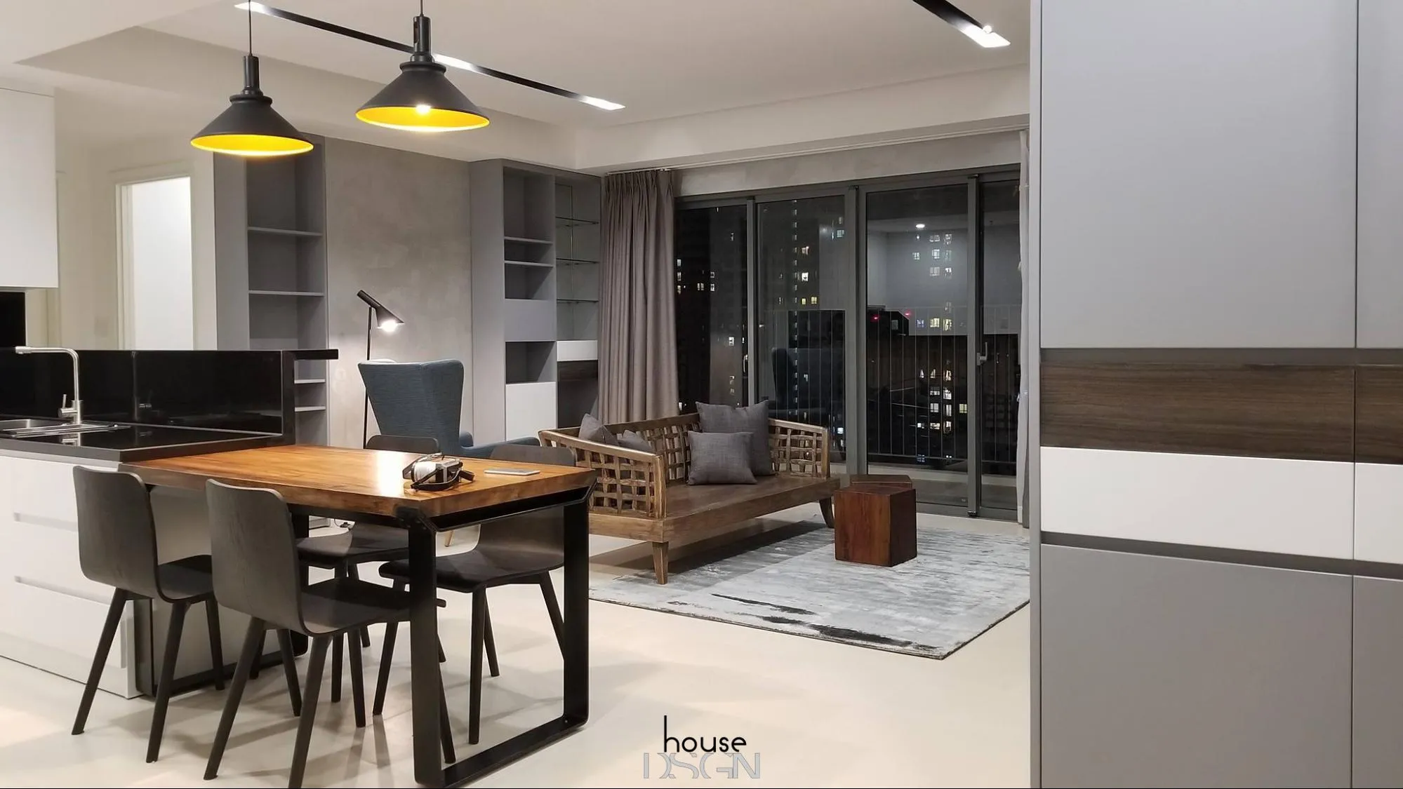 không gian bếp mở