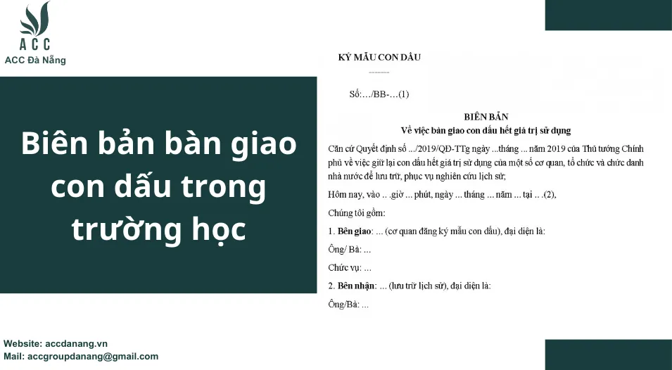Mẫu biên bản bàn giao con dấu trường học và quy trình pháp lý