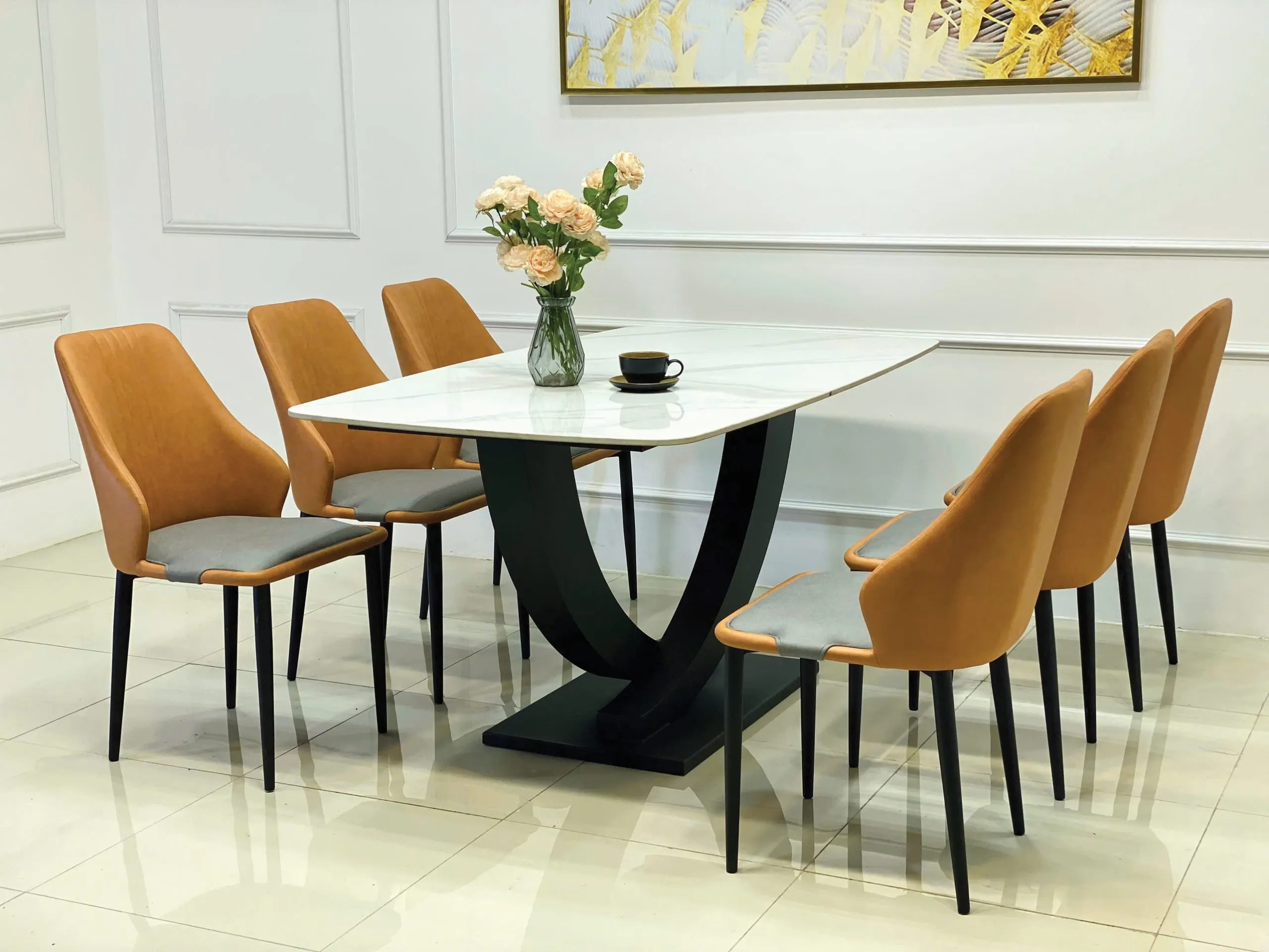 Sản phẩm bộ bàn ăn 6 ghế đẹp bằng gỗ cao su tự nhiên bền bỉ