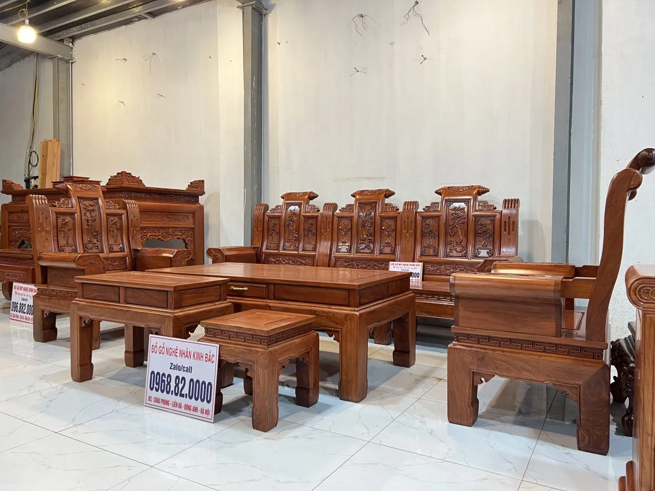 Bộ Âu Á Cuốn Thư 2m6 làm từ gỗ Hương Đá Nam Phi, chân 12, 6 món, mang lại vẻ sang trọng tinh tế