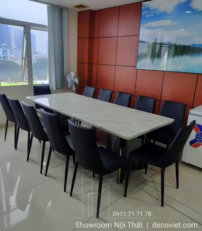 Bàn ăn chữ nhật mặt đá 12 ghế cao cấp